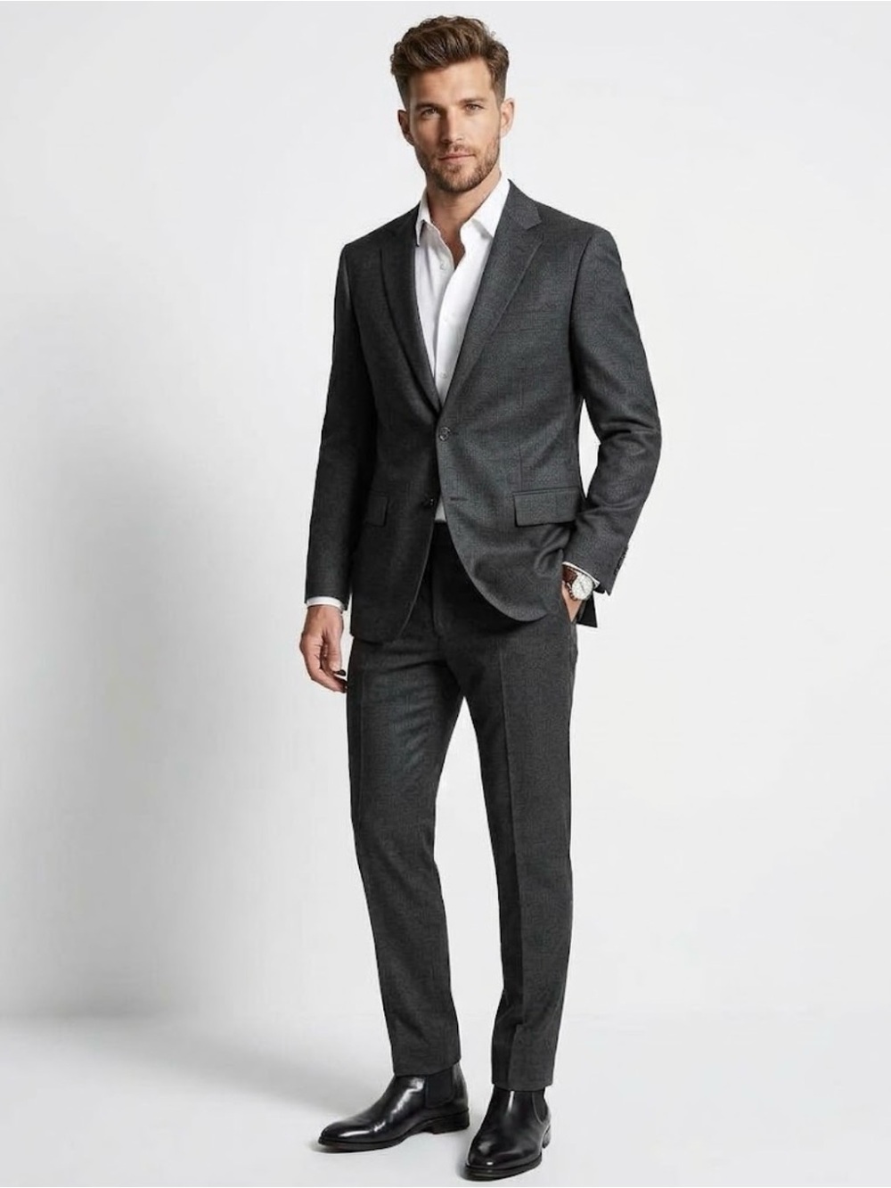 Brooks Brother 346 Madison Fit Two Button Gray 100% Wool Jacket/Coat/Blazer